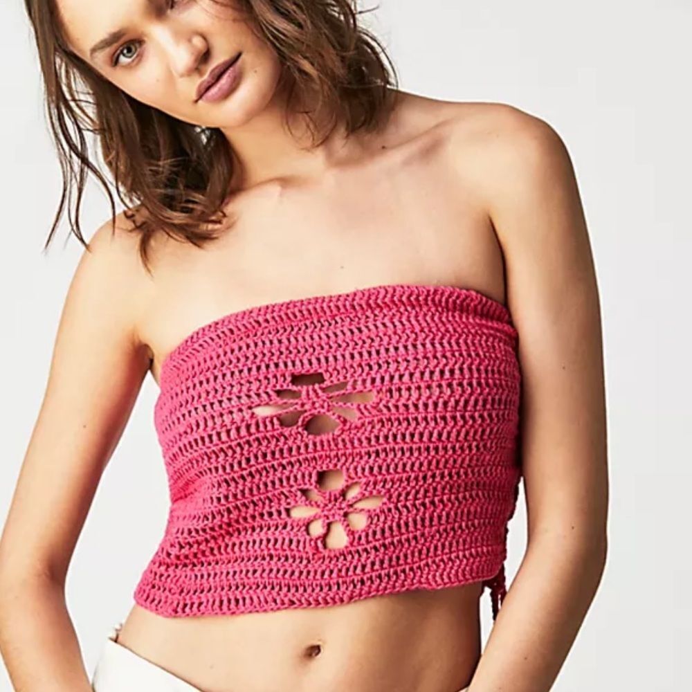 TACH Vibrant Pink Crochet Top XS